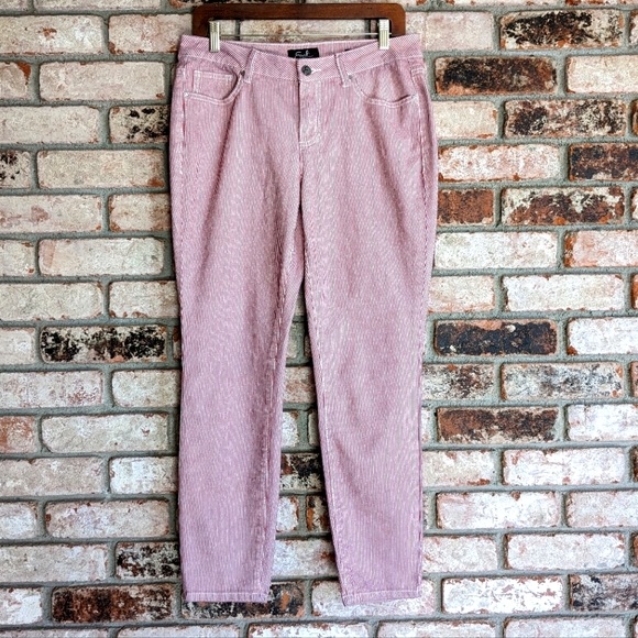 🍬 Red & White Striped Skinny Ankle Jeans by Earl Jeans Size 12 / 31 - Picture 3 of 12